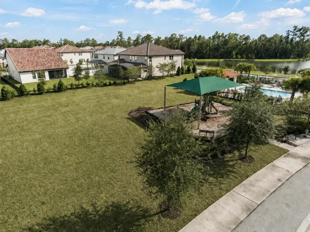 community park with playground and pool