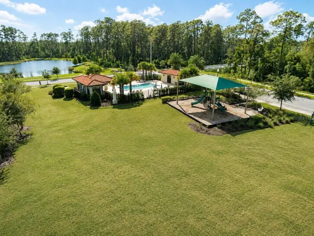 community park with playground and pool