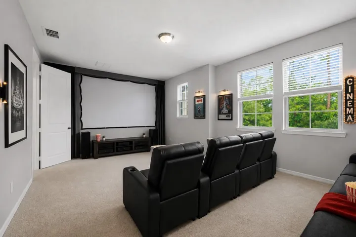 Virtually staged Media/game room