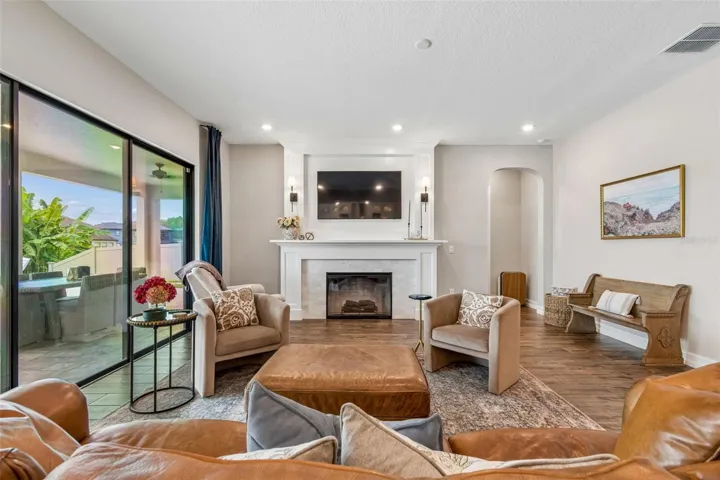 Family Room with Custom Built Fireplace and TV Mount