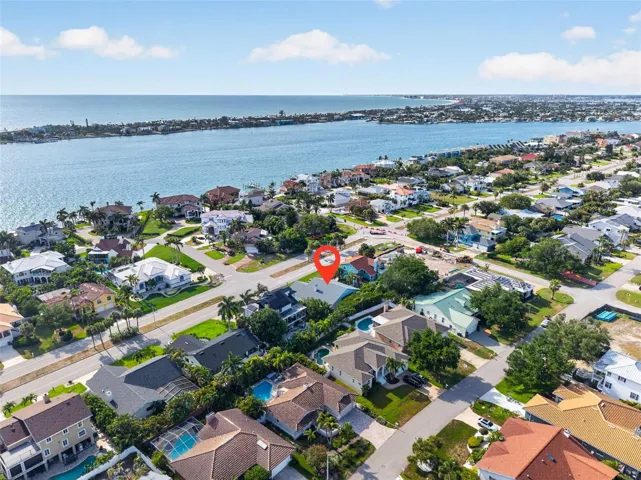 One street from Pass-a-Grille Channel with the open waters of the Gulf beyond
