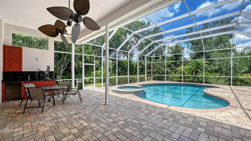 Extended lanai with pool and spa
