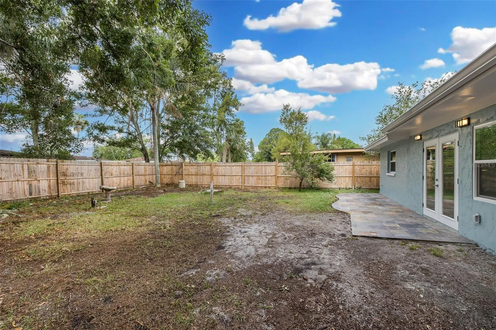 Fully-fenced backyard