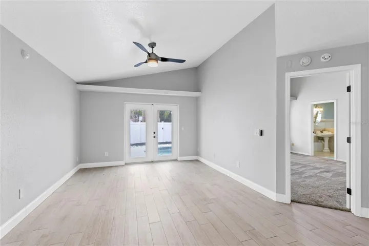 Dining area and doorway to Primary suite
