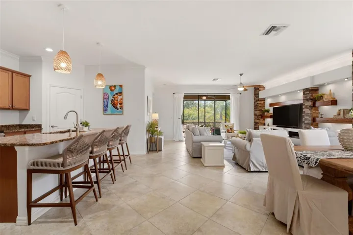 Open floorplan with breakfast bar