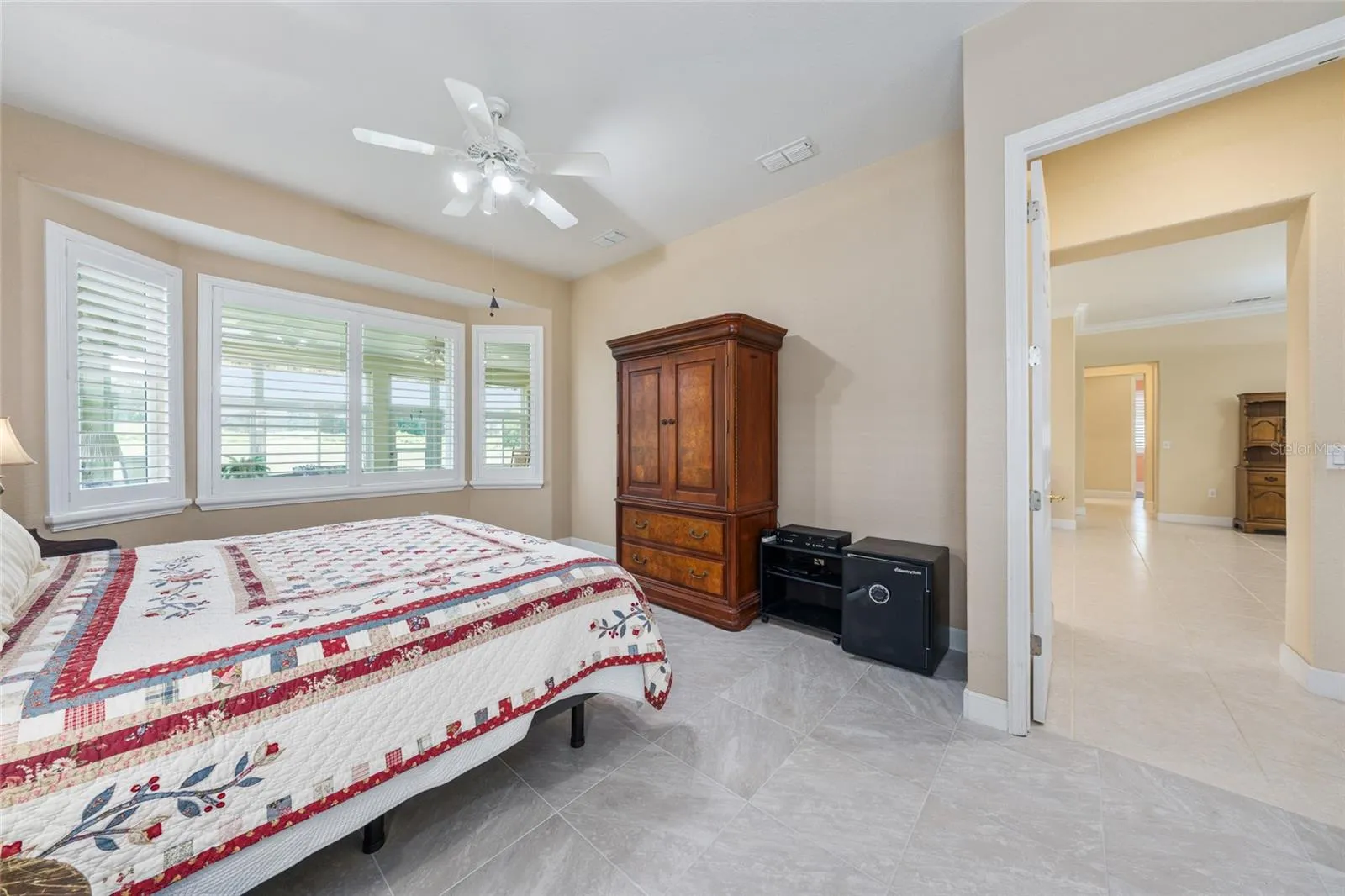 primary bedroom staged