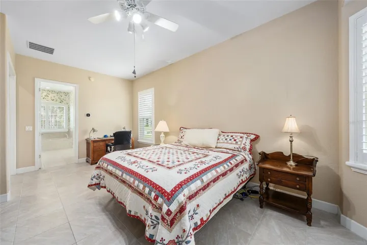 primary bedroom staged