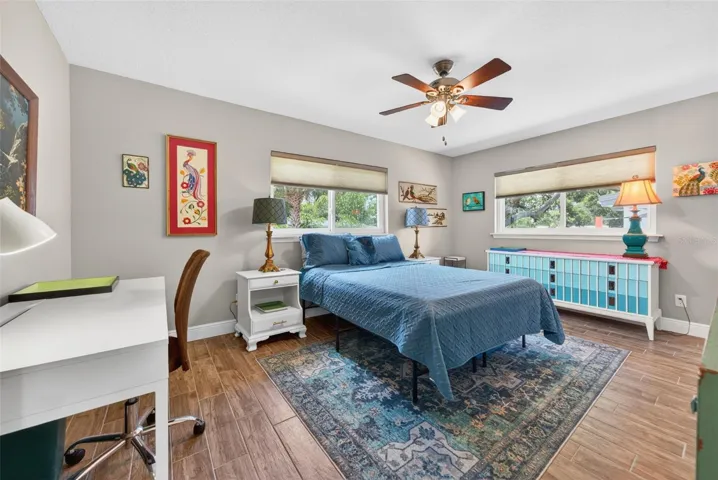 Bedroom with Queen Size Bed and Built In Closet for Storage