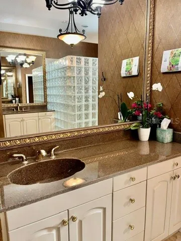 Primary bathroom cabinet and sink 1