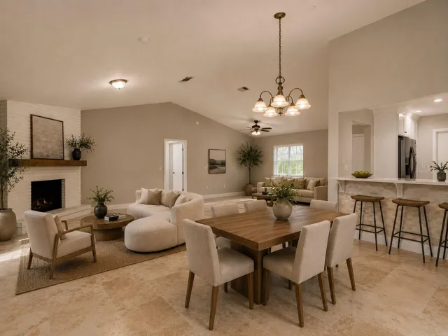 Virtually Staged Living & Dining Room