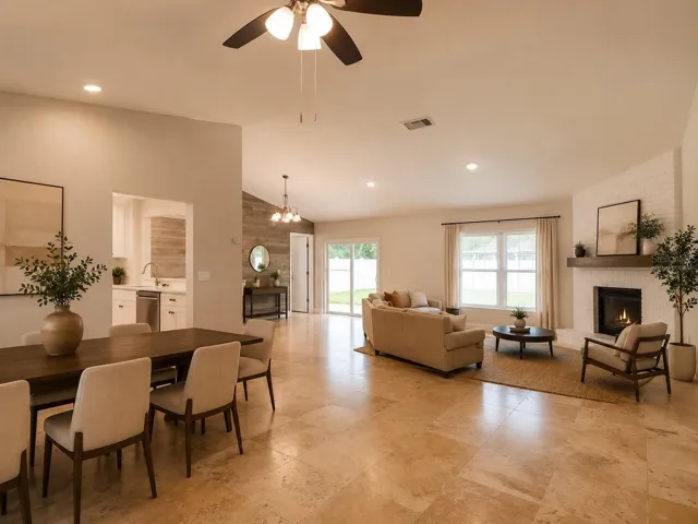 Virtually Staged Living & Dining Room