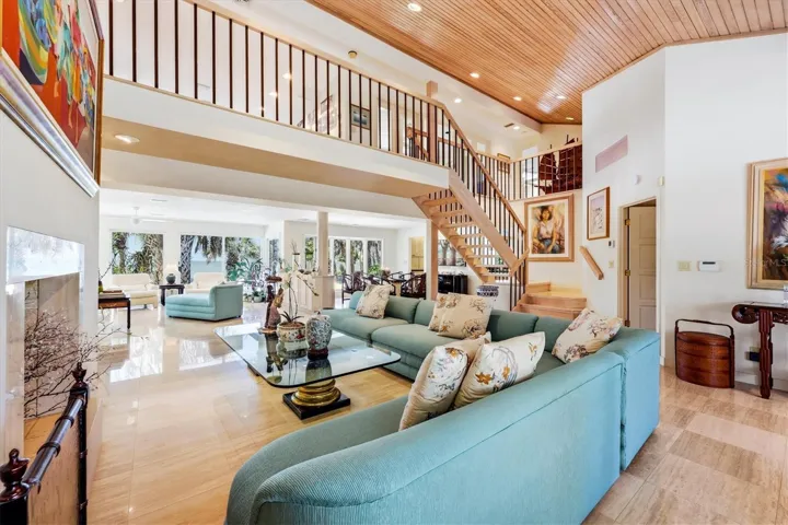 Spectacular travertine flooring compliments main living areas
