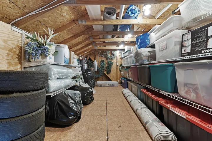 Tall Attic Space with shelves
