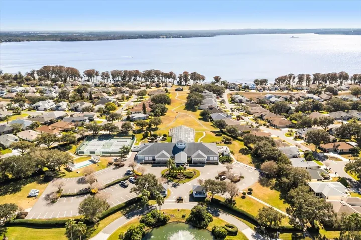 Aerial view showcasing Royal Harbor's location near the shores of Lake Harris and Central Florida's Chain of Lakes.