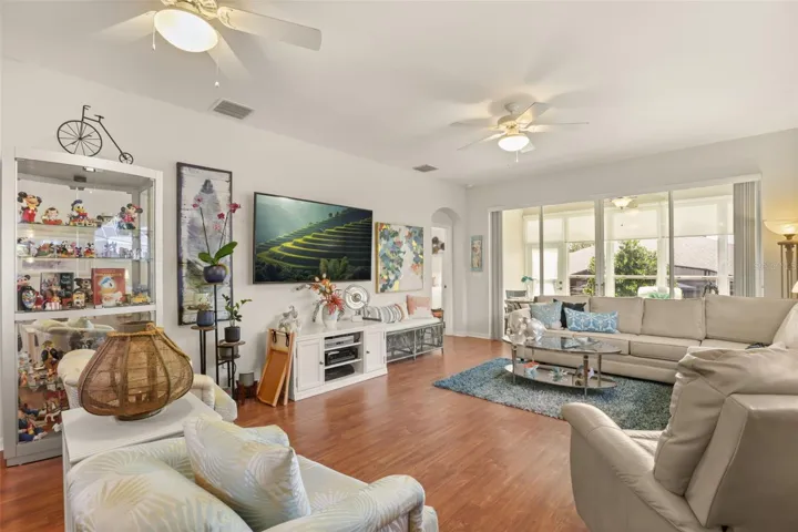 Open living and dining areas create a seamless flow throughout the main living space.