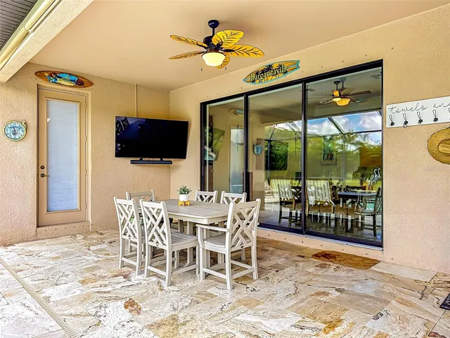 Outdoor TV and access to the Primary Bedroom