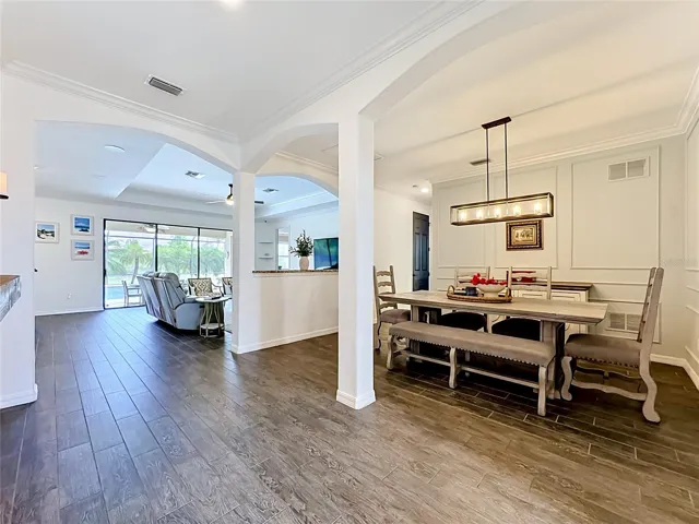 Dining room located off of the foyer.