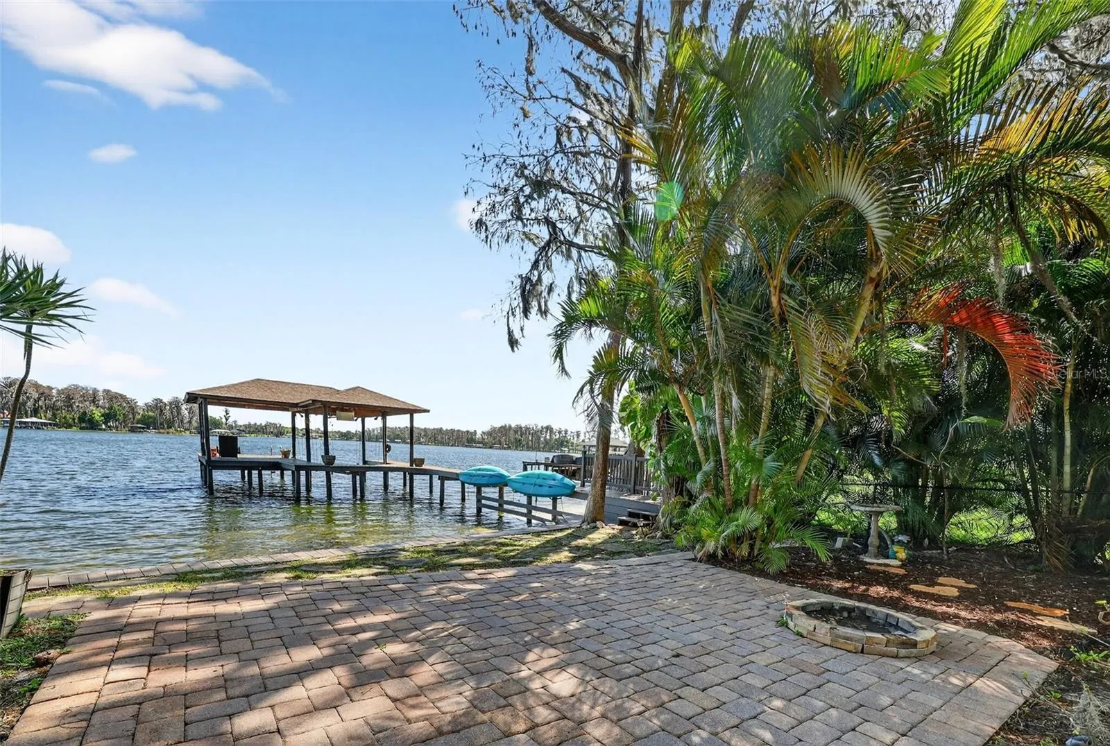 Paved area for entertaining with firepit.