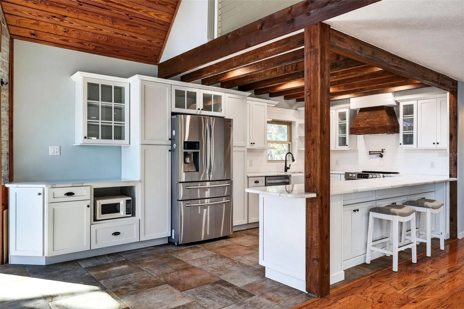 Kitchen with coffee bar and updated, pull out cabinets