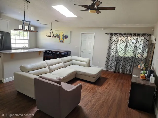 Great room with Skylight