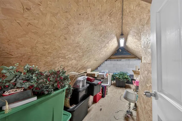 Attic storage from bedroom upstairs