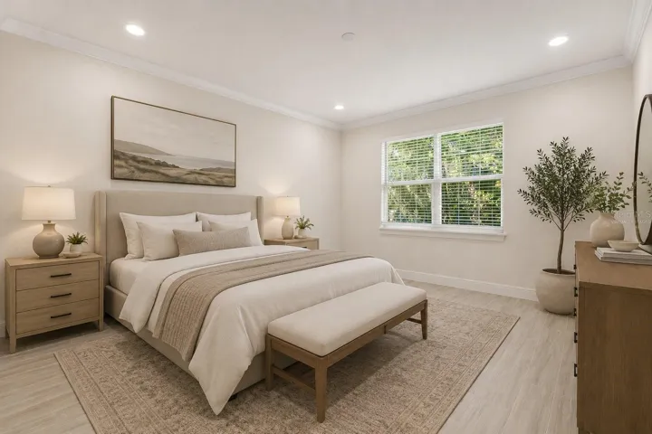 Virtually staged primary suite