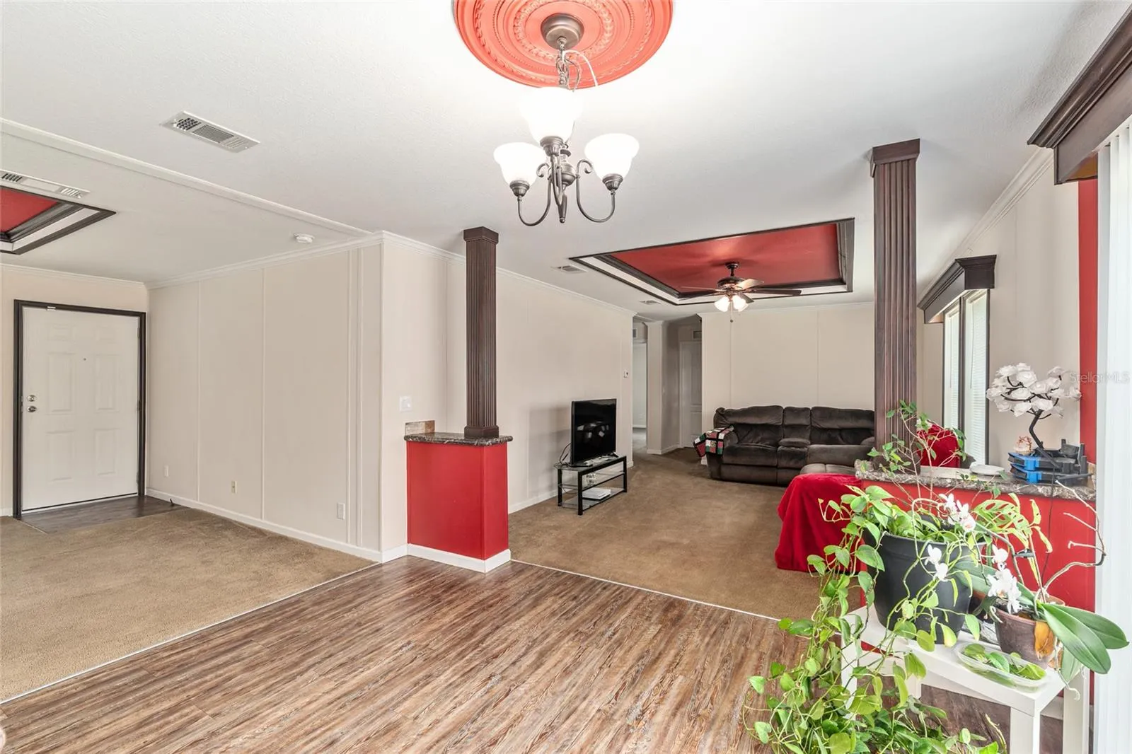 From the kitchen to the family room.
