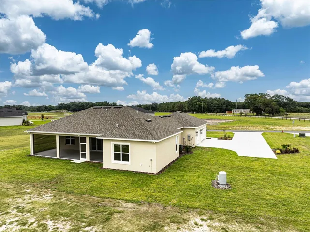 Overhead view of rear-side of home