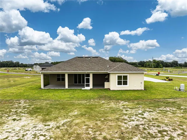 Overhead view of rear-side of home