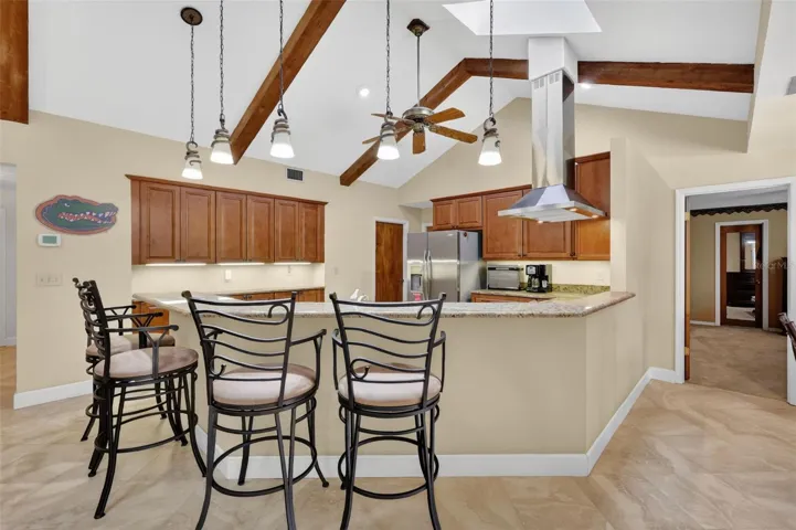 Breakfast bar; open to family room and pool area