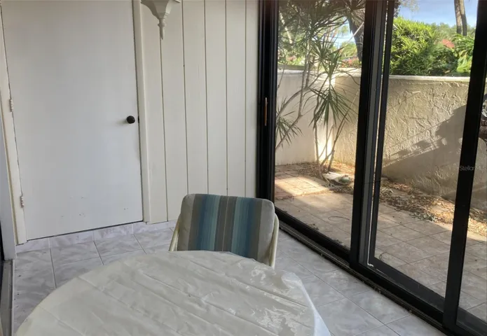 Front porch with storage closet.