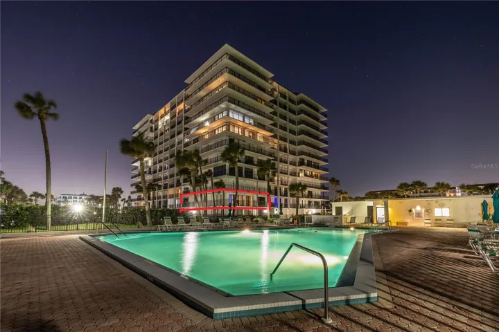 unit 201 over the pool at night