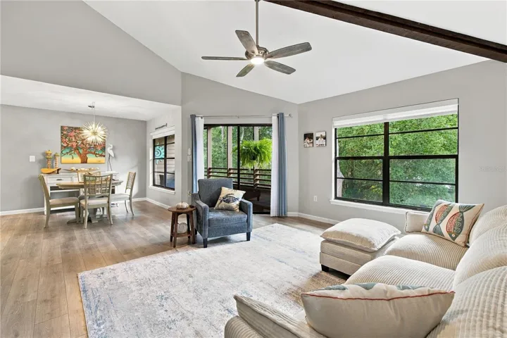 Living area to dining room view