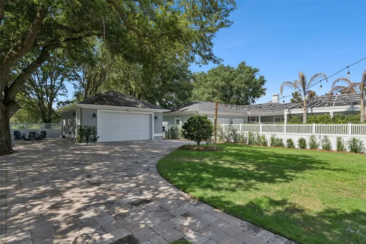Paver driveway and detached garage
