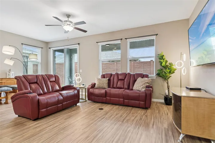All the builder grade tile and carpet was replaced with luxury plank style vinyl flooring.