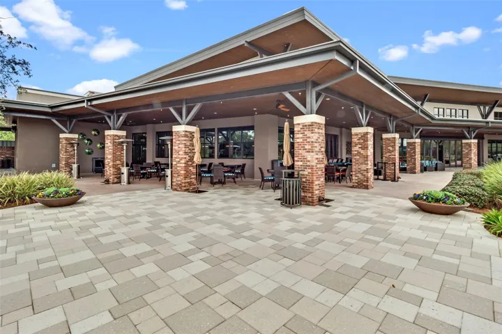 Outside seating at the clubhouse.