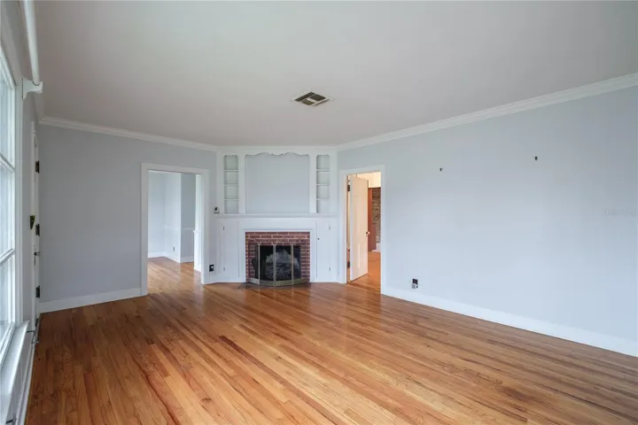 Living room with views to office and dining room