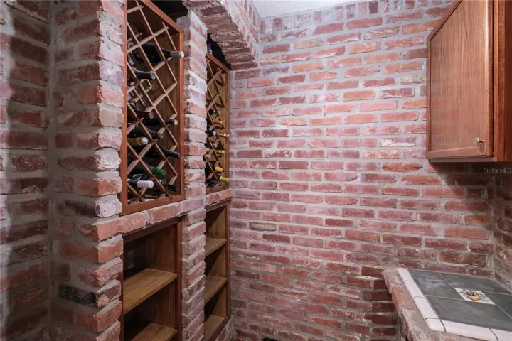 Old world wine nook with exposed brick