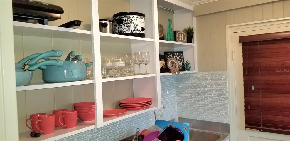 Open shelving in kitchen
