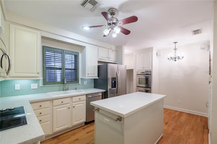 Galley Kitchen with prep island