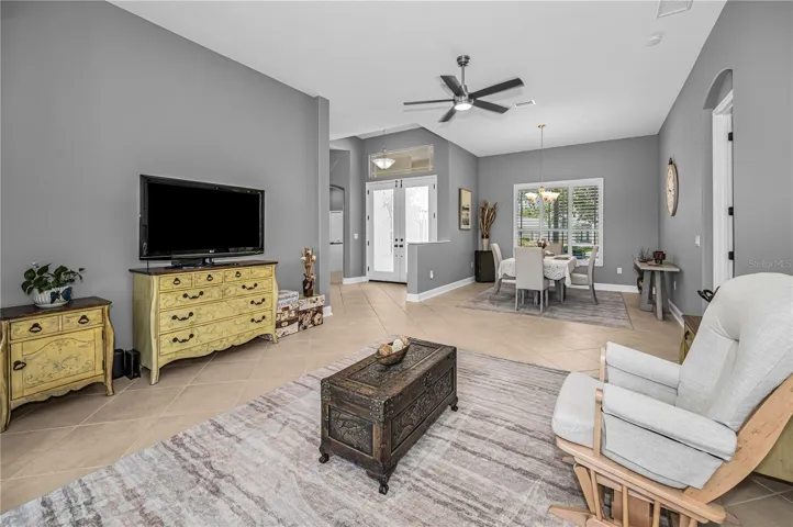 Full view of Dining Room and Living Room