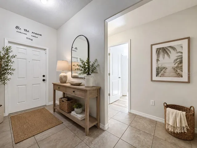 Virtually staged foyer.