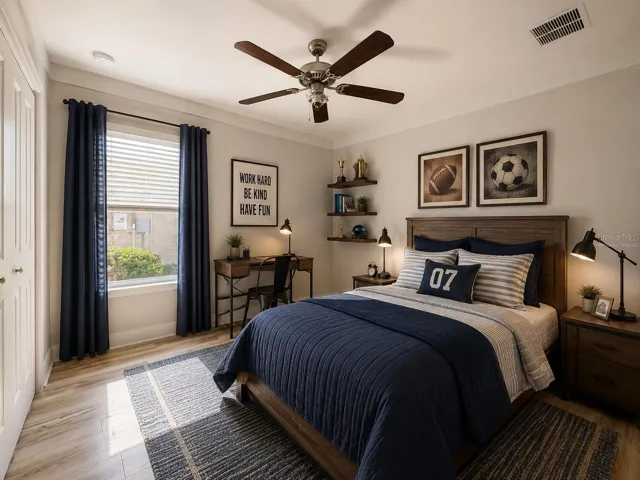 Virtually staged bedroom 2.