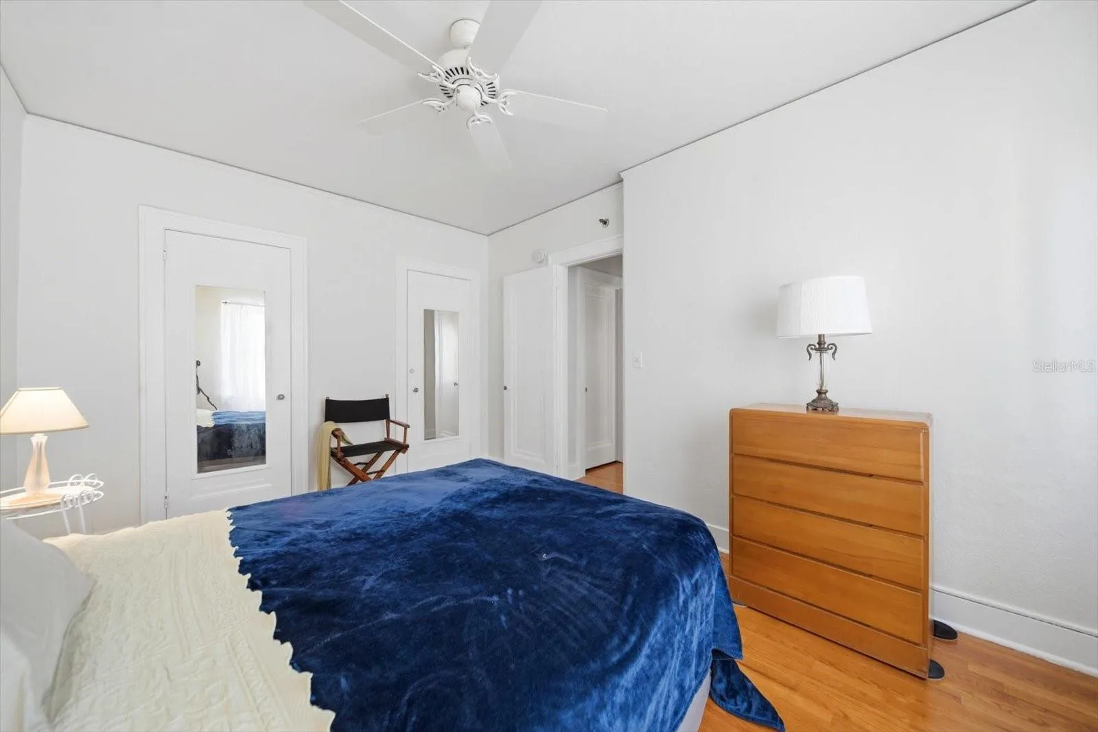 A large wall closet and walk-in closet in the hallway provide excellent storage space.