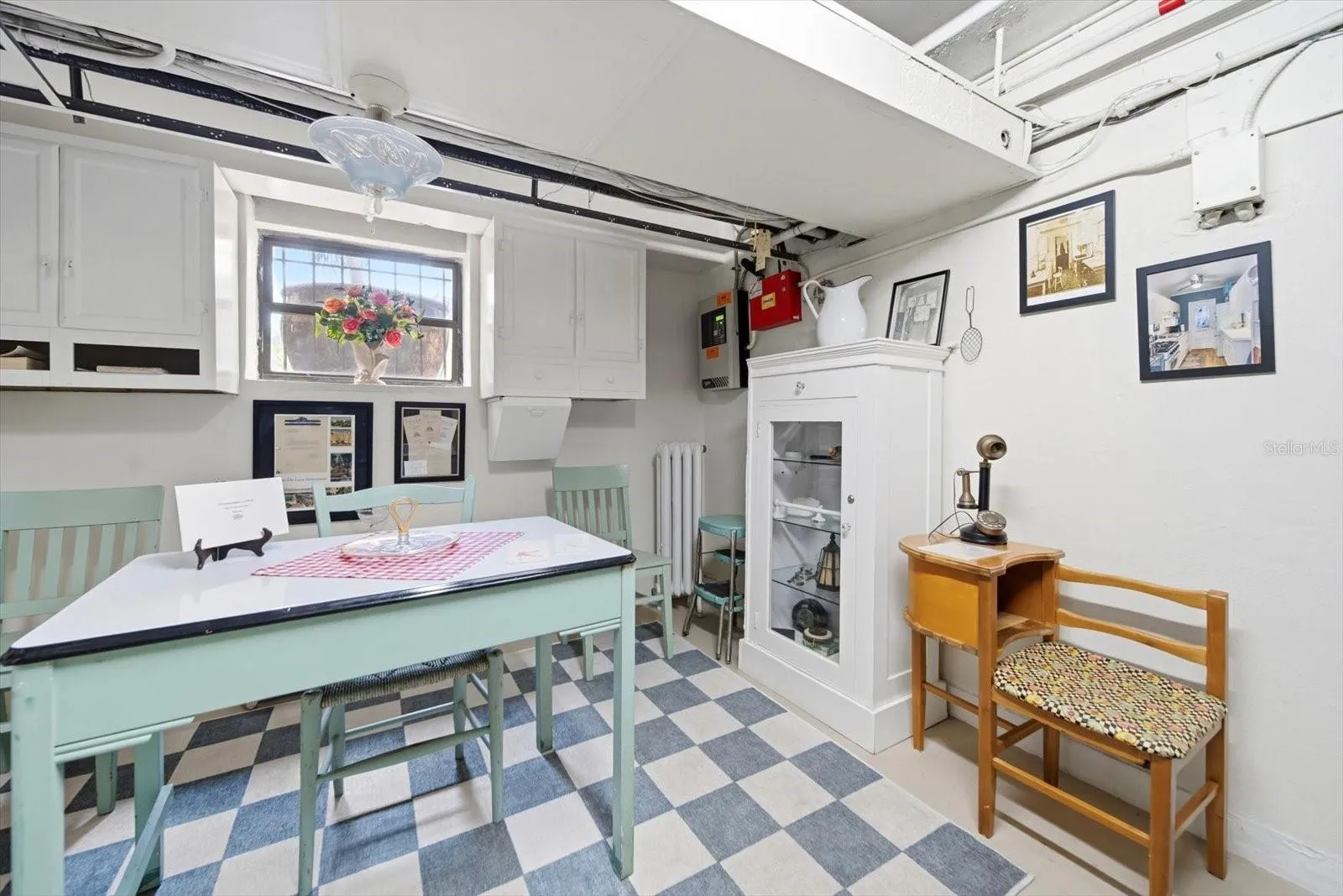 Memorabilia from the past is displayed in the basement.