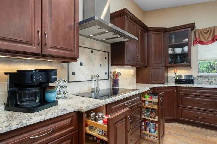 Kitchen with custom storage.