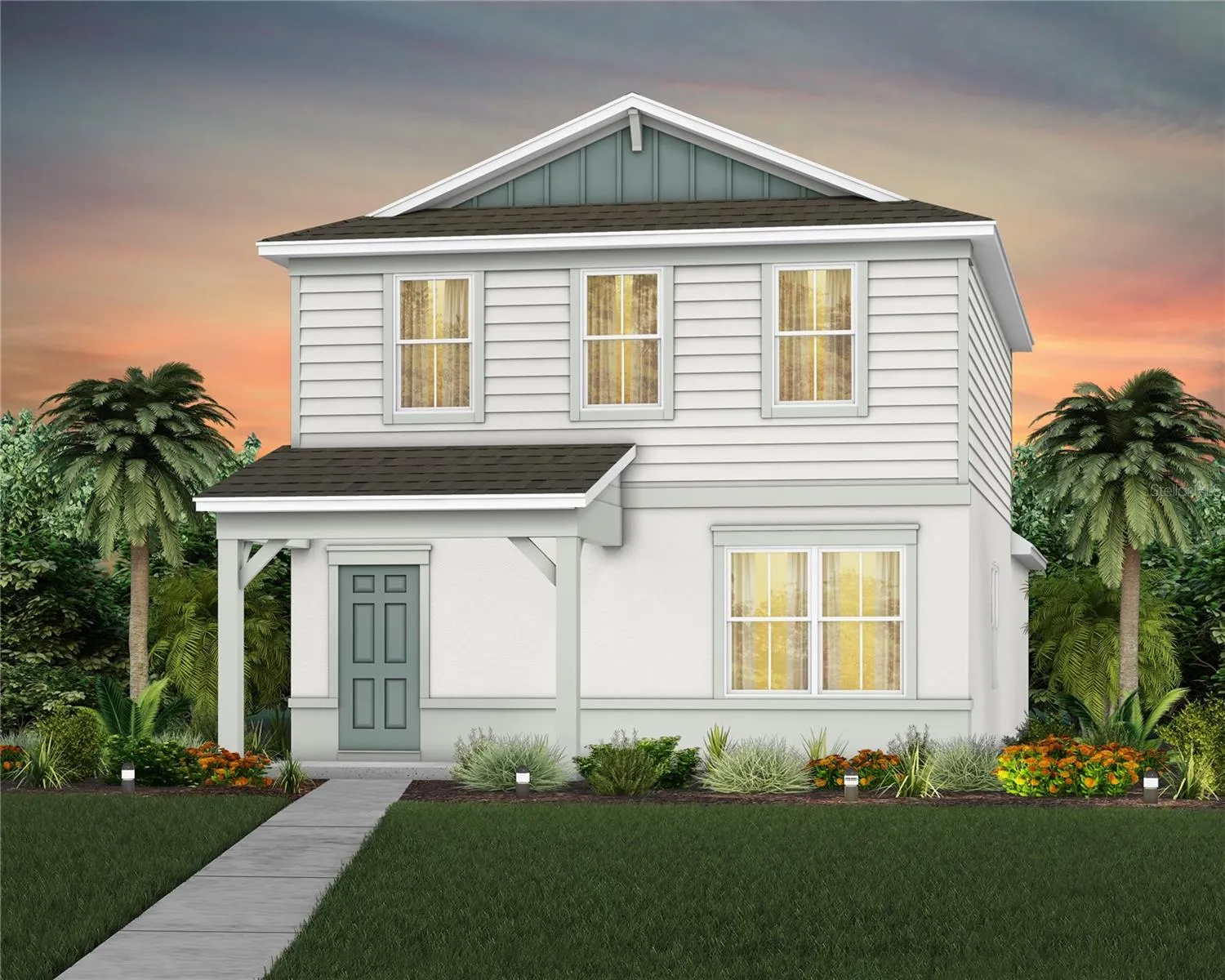 Exterior Design. Artistic rendering for this new construction home. Pictures are for illustrative purposes only. Elevations, colors and options may vary.