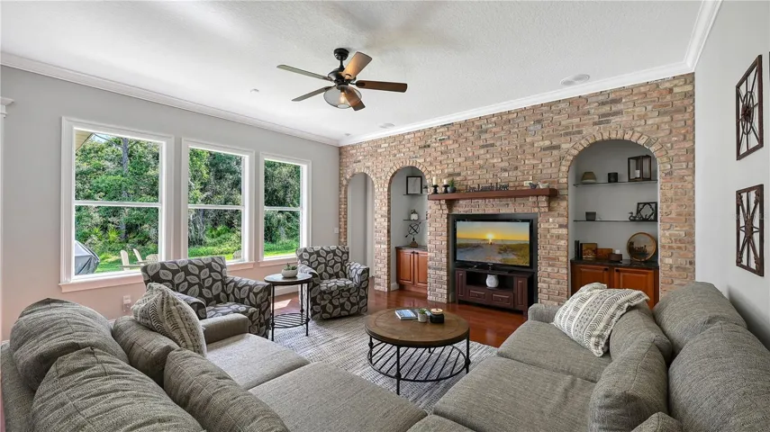 Family room with built-ins
