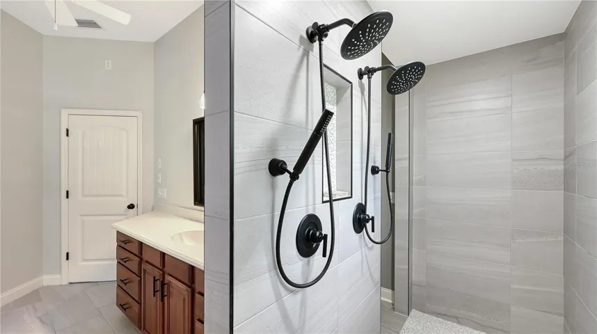 Large walk-through shower