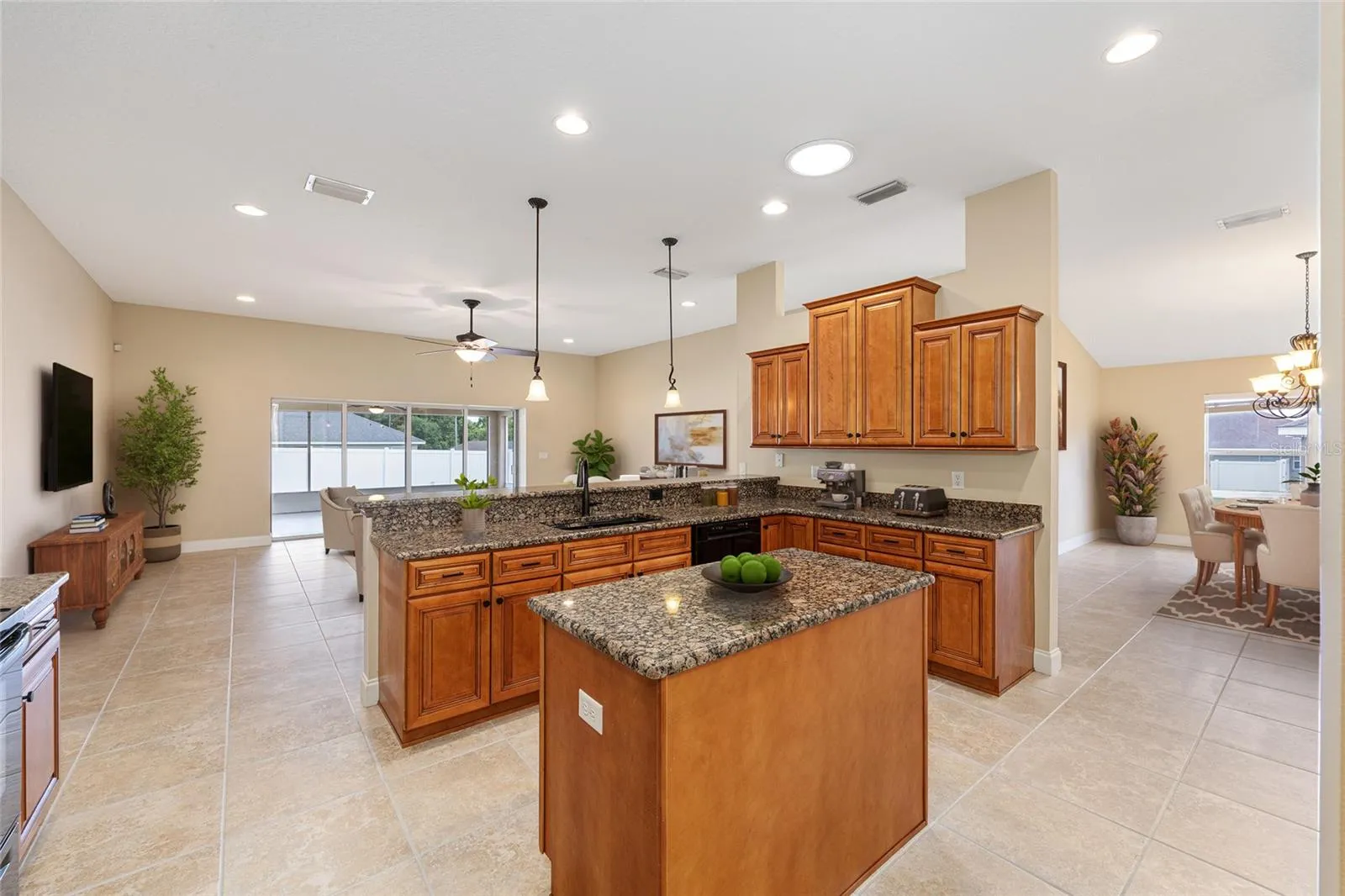 Kitchen anchors this floorplan